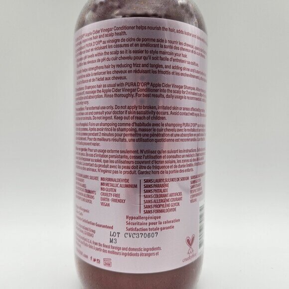 Pura D'Or Professional Apple Cider Vinegar THIN2THICK Conditioner 709mL USA Made - Picture 2 of 5